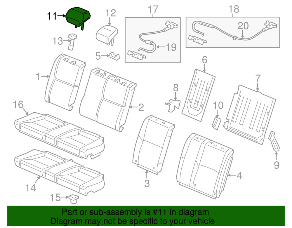 Genuine Honda Headrest Outer 82140-TS8-A81ZA