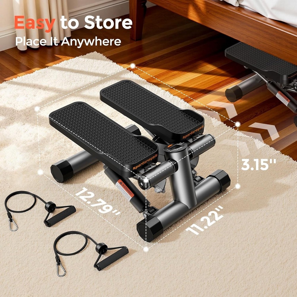 Compact Mini Stepper with Resistance Bands - 350lbs Capacity for Home Workouts
