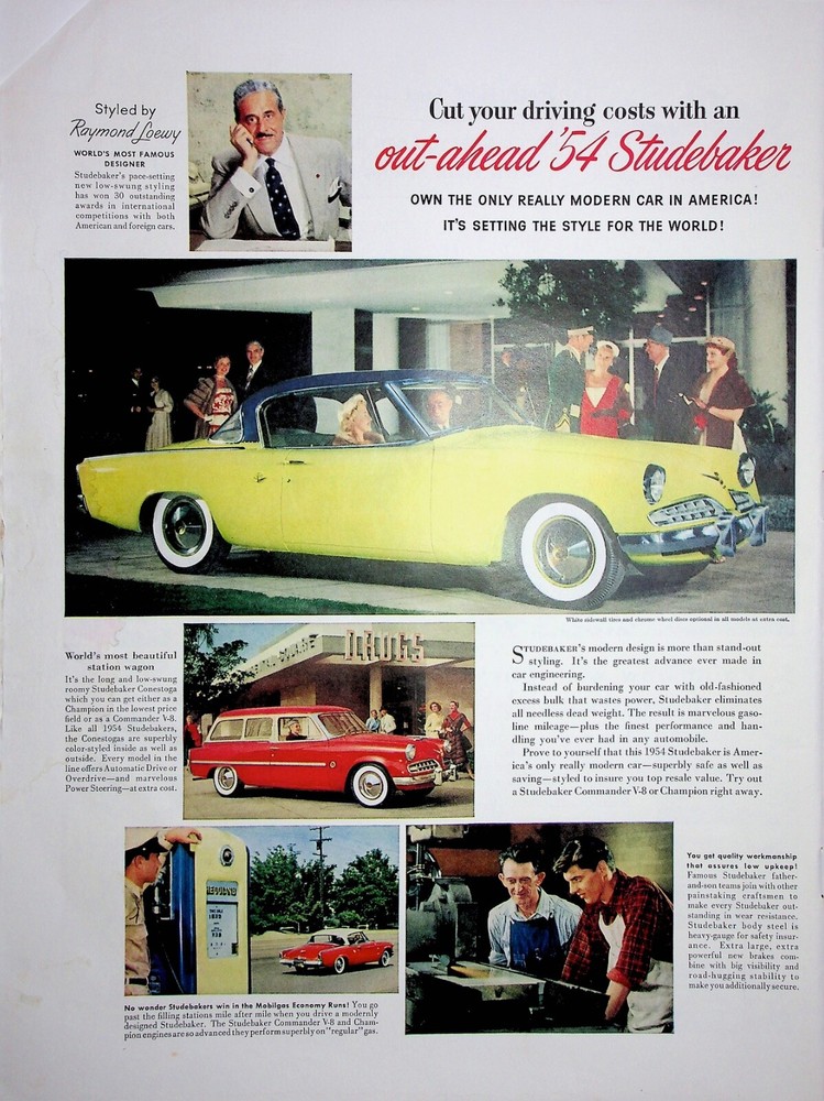 Original 1954 Studebaker Ad: Studebaker's modern design is more than stand-out