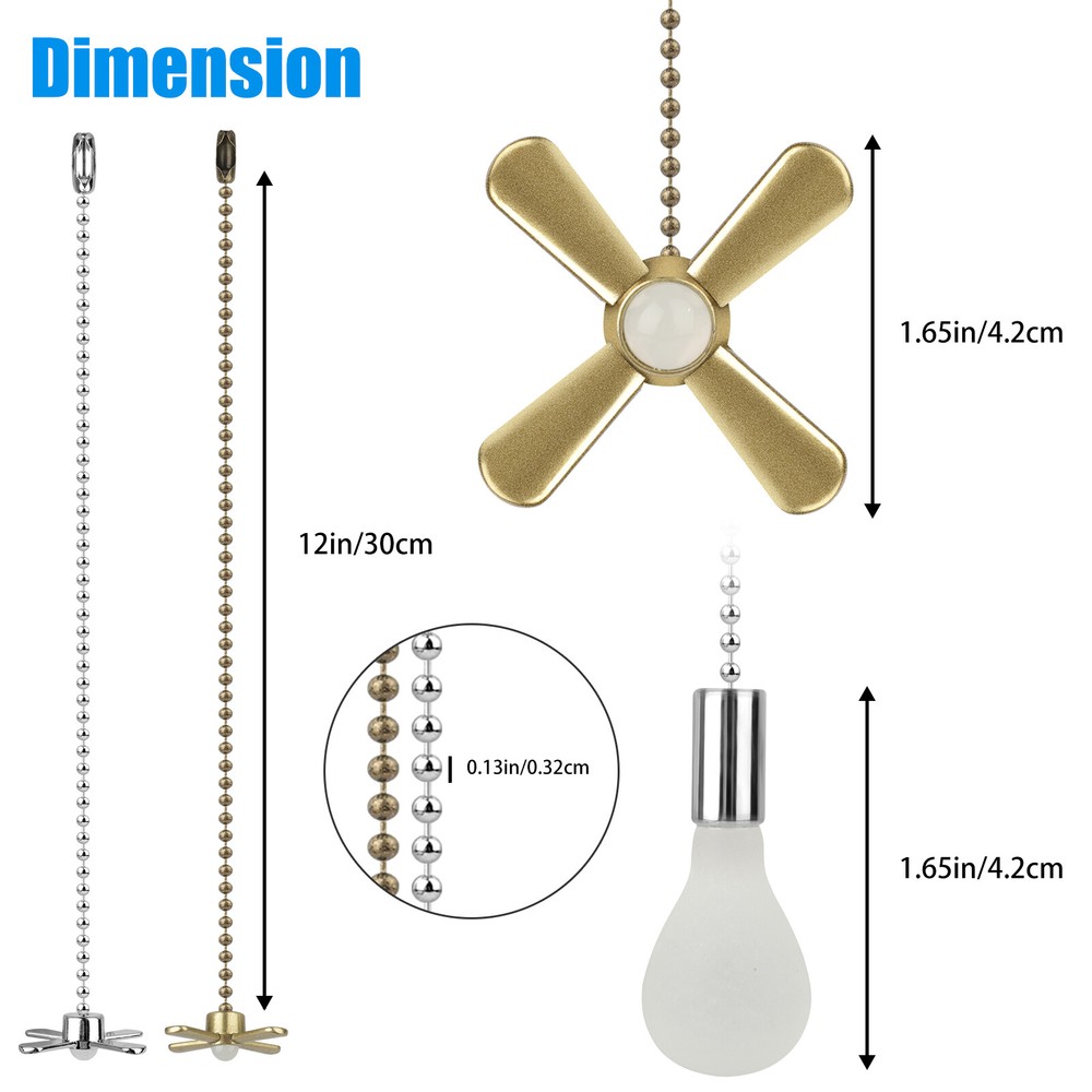 2/4Pcs Ceiling Fan Light Bulb Pull Chain Beaded Ball Extension Connector Decor
