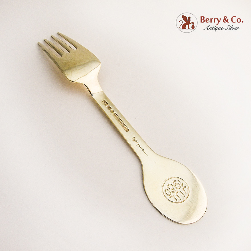 Christmas Fork 1980 Michelsen Enamel Sterling Silver Denmark