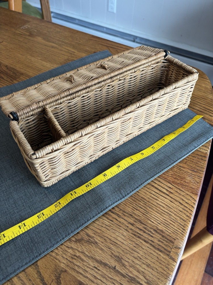 Basket Woven Rectangular Lidded 12x3 Inches