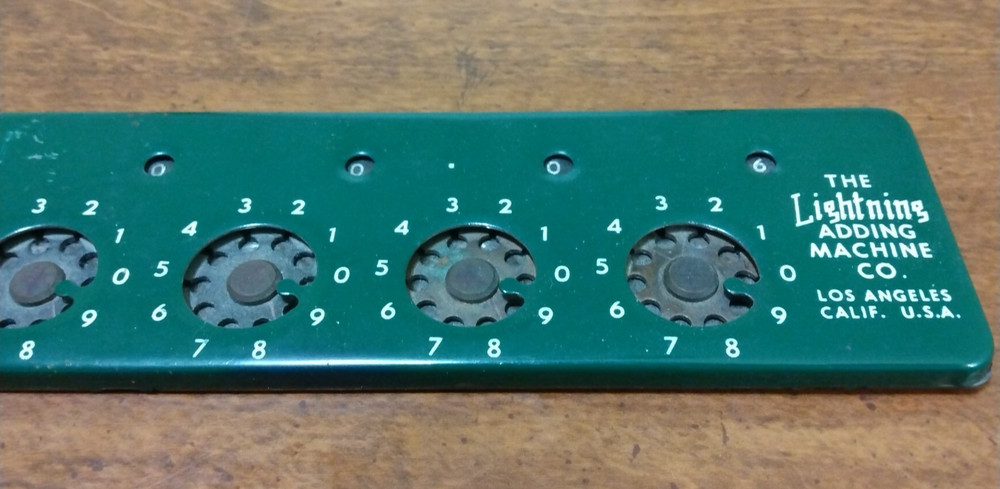 The Lightning Adding Machine CO 7 Digit Mid Century Mechanical Calculator