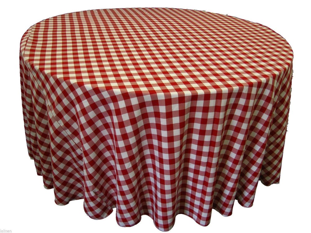 8 Round 120 inch Checkered Tablecloths Gingham Buffalo Polyester 5' Table Cover