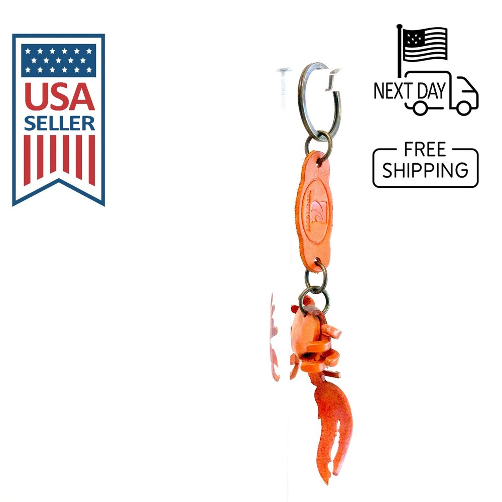 Crab Handmade Leather Keyring #1