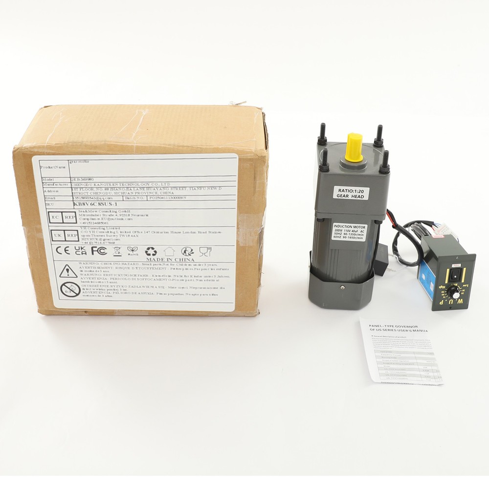 200W AC Gear Motor With Speed Controller Electric Variable Single-Phase 20K 110V