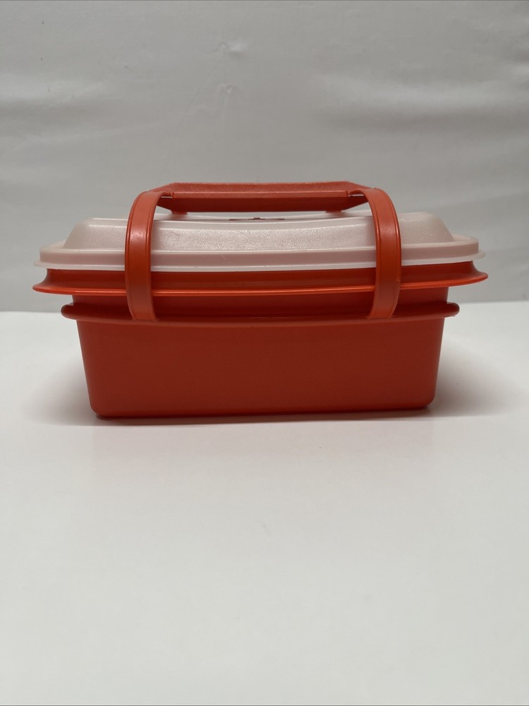 Vintage Tupperware Orange Lunch Box With Lid And Handle