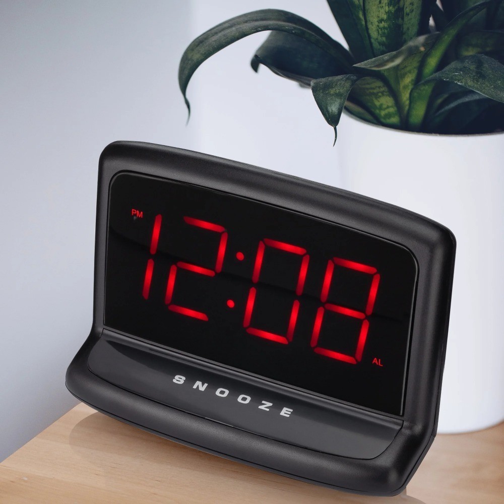 Large 1.4" LED Digital Alarm Clock with Deep Sleep Function Black Electric
