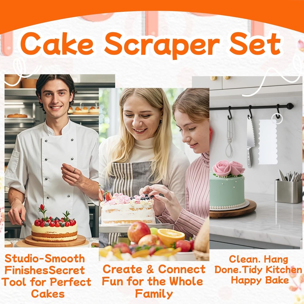 7 PCS Cake Scraper Set, Clear Acrylic Cake Smoother Scraper, Clear Cake Combs...