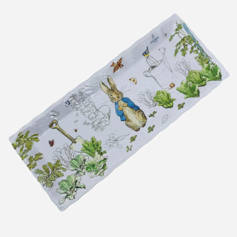 Beatrix Potter PETER RABBIT Spring Floral EASTER Serving Tray Platter 20” NEW