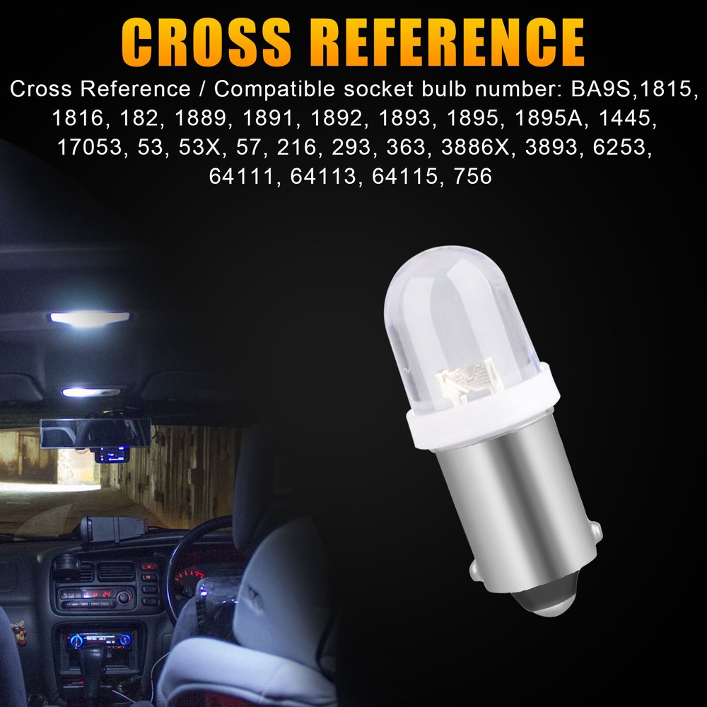20x Super White BA9S LED Interior Instrument Panel Dash Map Light Bulb 1815 1895