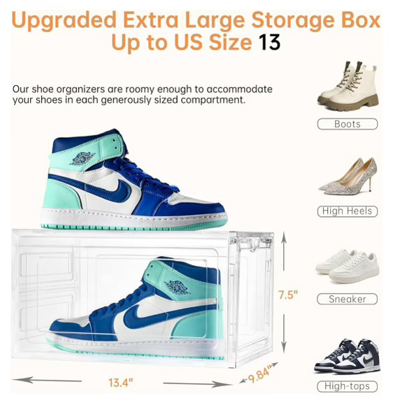 Clemate Upgraded X-Large Clear Shoe Organizer -Pack Stackable Shoe Storage B