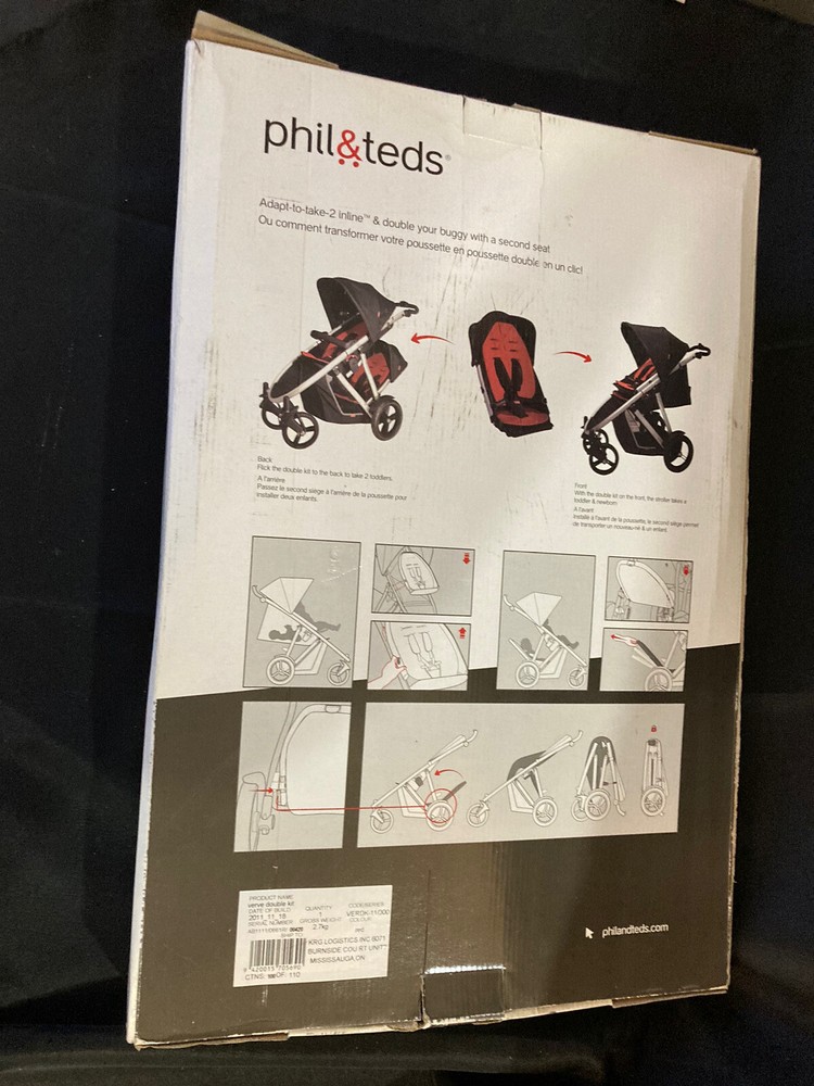 Phil & Teds Verve Stroller & Double Kit Black with Second Seat