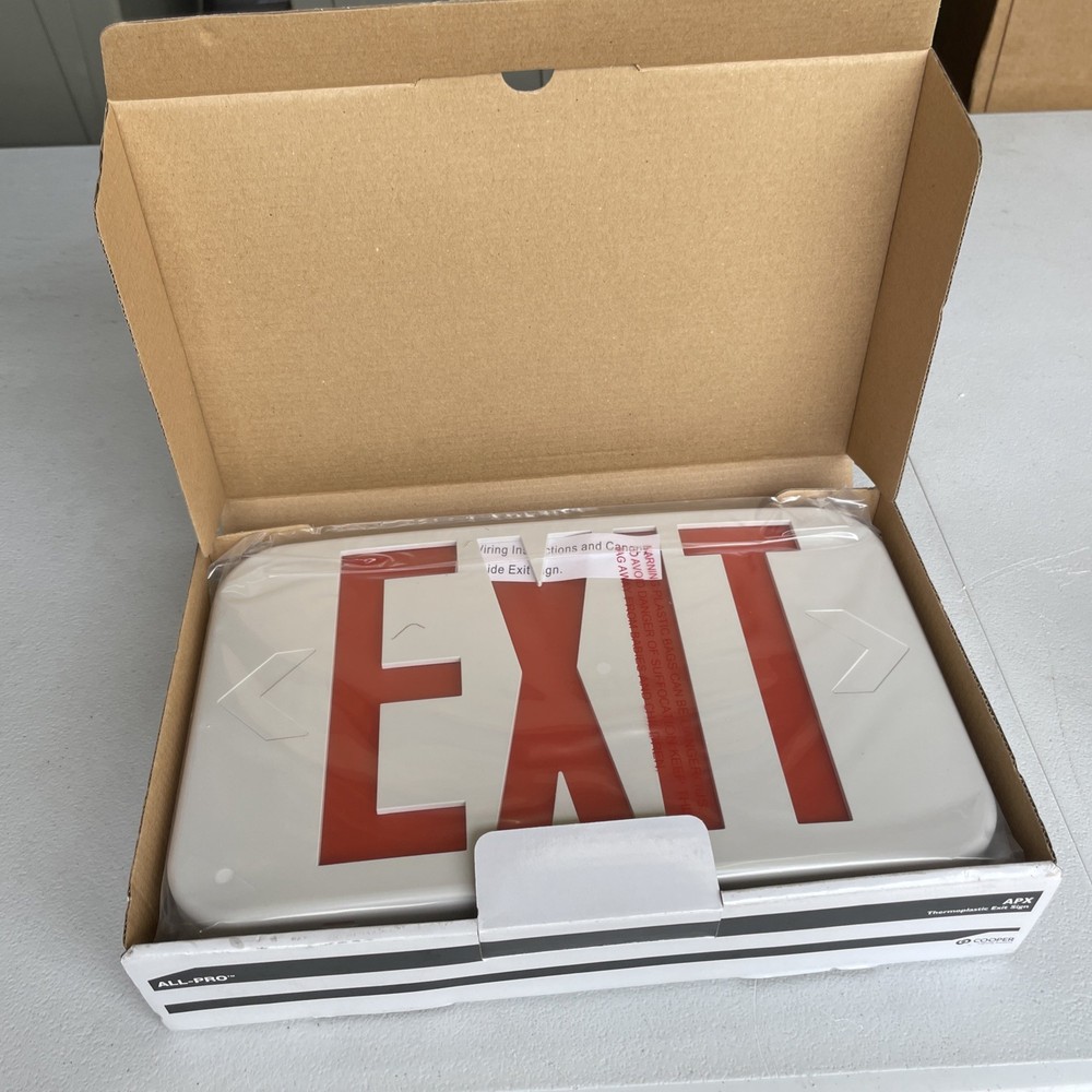 All Pro White Thermoplastic AC LED Exit Sign (Wall, Ceiling or End Mount)