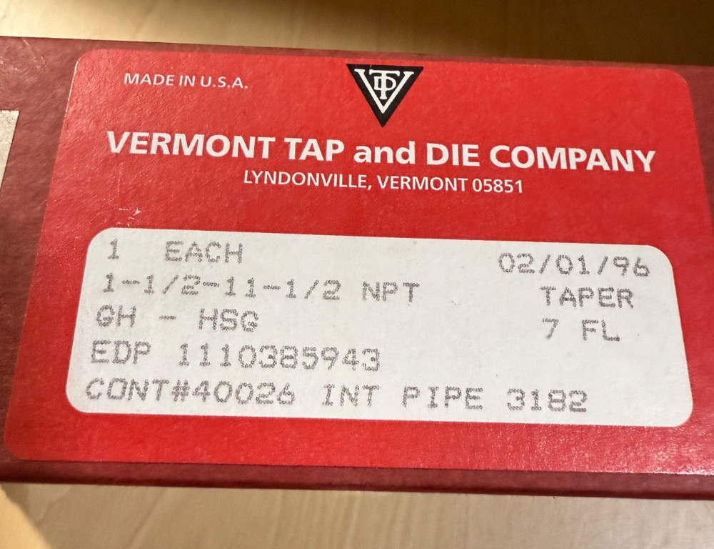 Vermont Tap 1-1/2-11 1/2 NPT Interupt thread pipe tap
