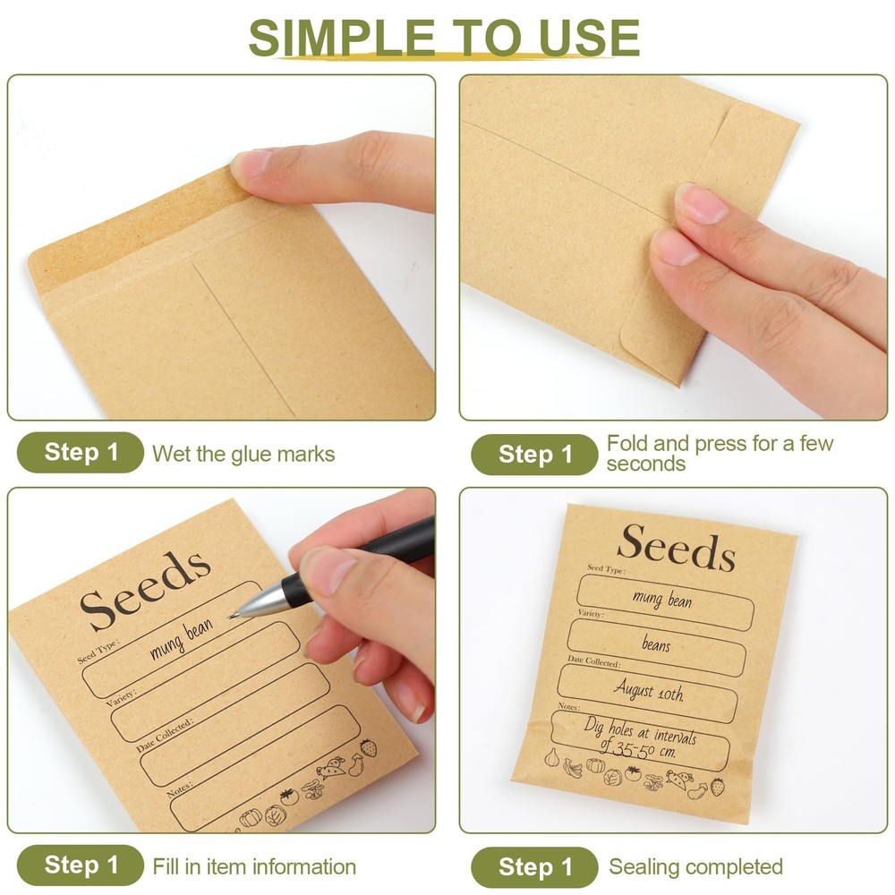 156 PCS Seed Envelopes 3.15”X 4.72”, Seed Packets Envelopes Kraft Seeds Saving