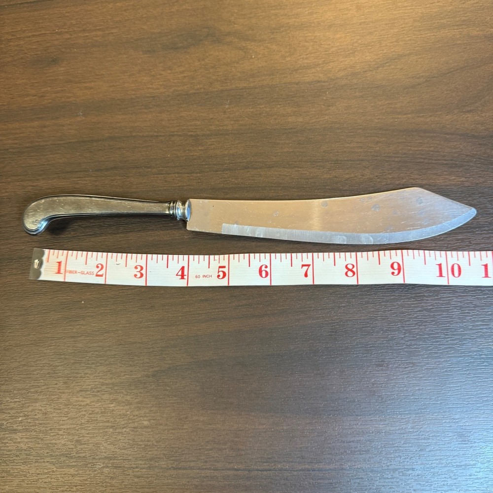 Webster Sterling Silver Handle Cake Pie Server Knife Stainless Blade Scimitar