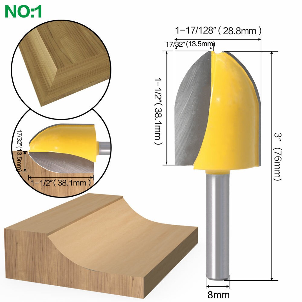 4pcs 8mm Shank Bit Woodworking Cutter Tool Vertical Raised Panel Router Bit Set