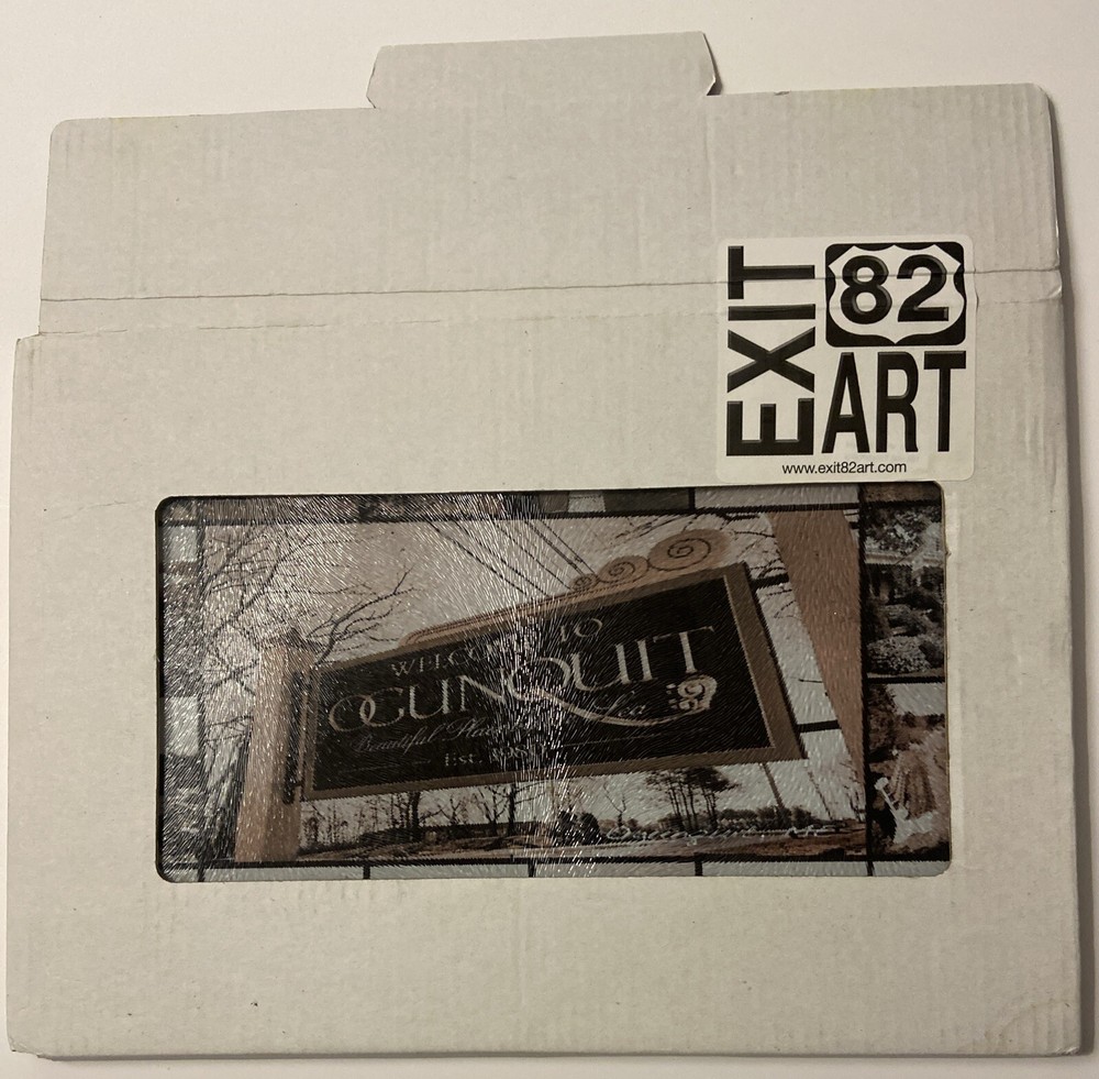 Exit 82 Art Ogunquit Maine Collage Glass Cutting Board with Box