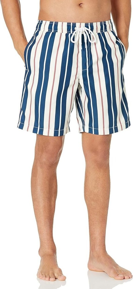 Amazon Essentials Men's 9" Relaxed-Fit Quick-Dry Blue Stripe XL
