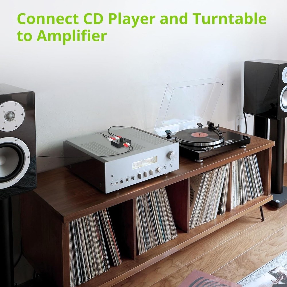 High-Quality RCA Stereo Switch with Built-In Volume Control & Simple Setup