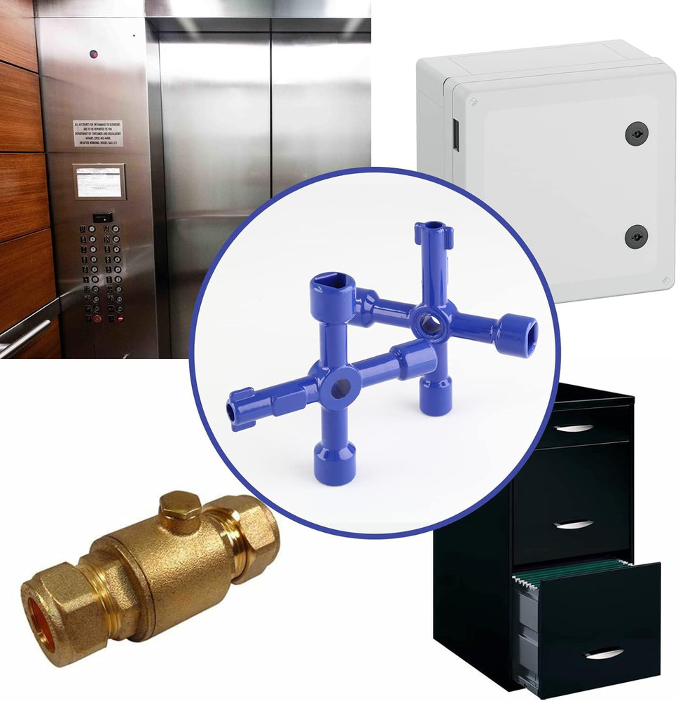 4-Way Multi-Functional Utilities Key (3 PACK), Zinc Alloy Triangle/Square Uni...