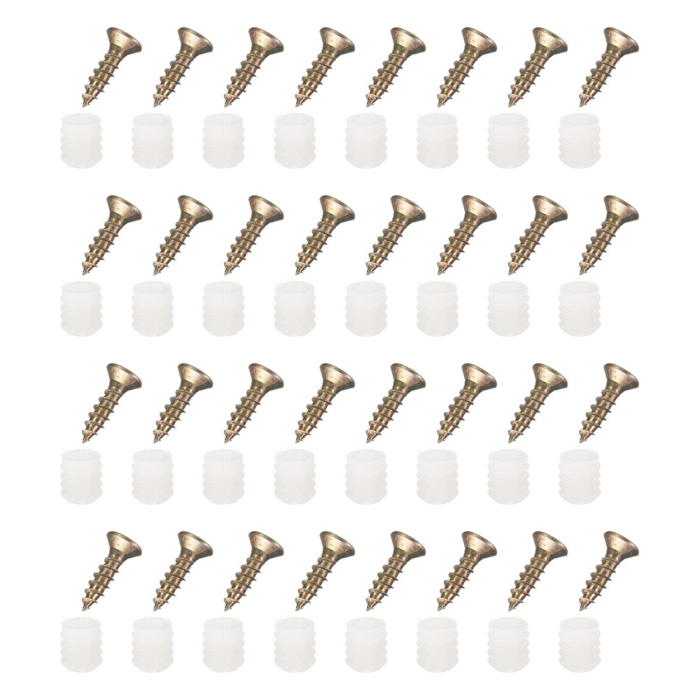 100Pcs M4 x 10mm Plastic Hinge Dowel Inserts with Self-Tapping Screws White