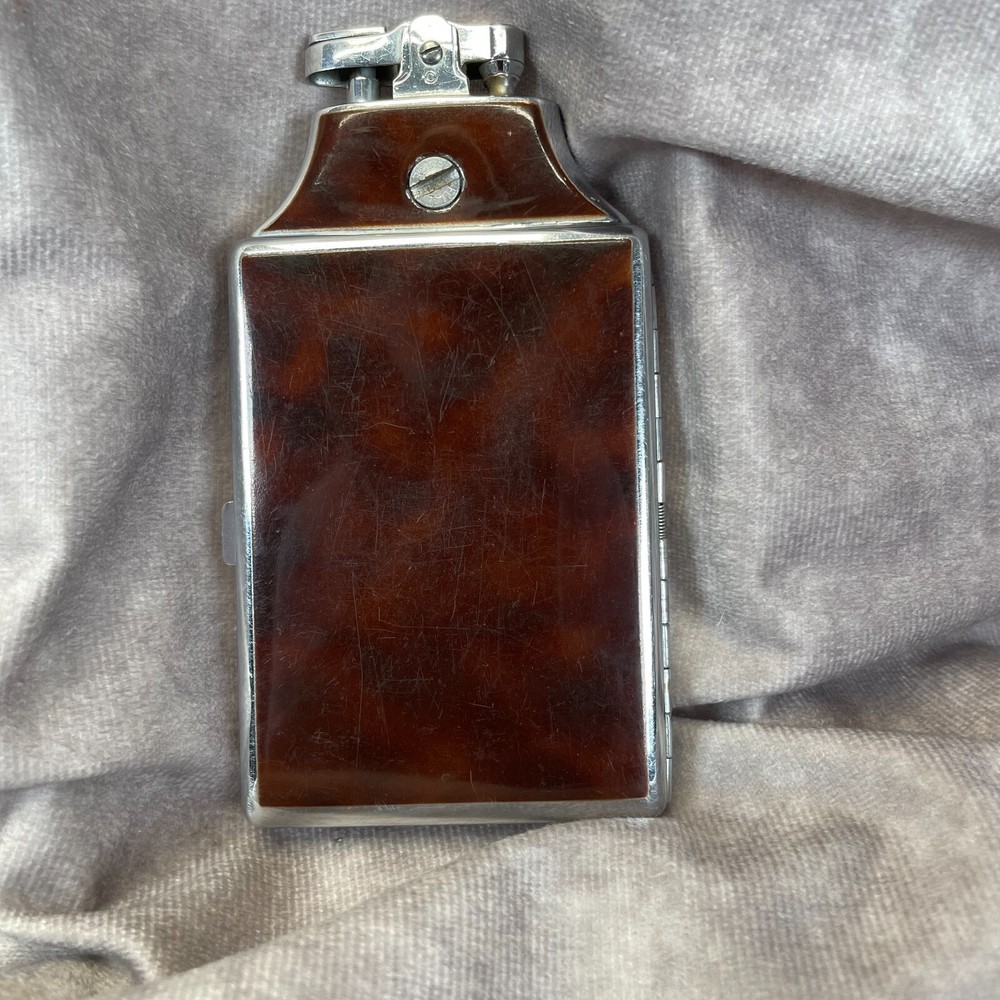 Ronson Art Deco Mastercase Cigarette Lighter Case Combo 1930s Brown Marble
