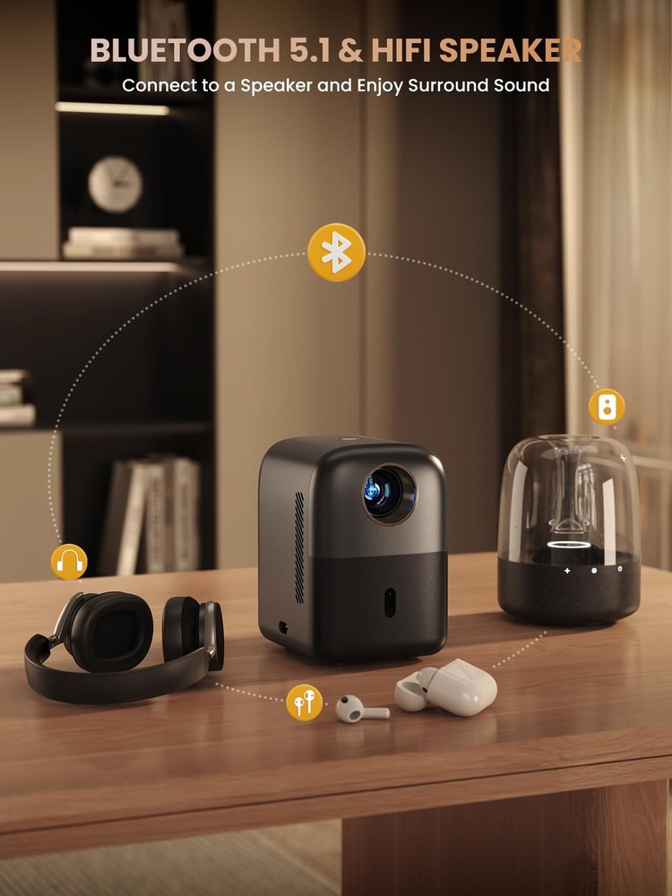 [Electric Focus] GROVIEW Mini Projector Bluetooth, Fully Sealed Por... Fast Ship