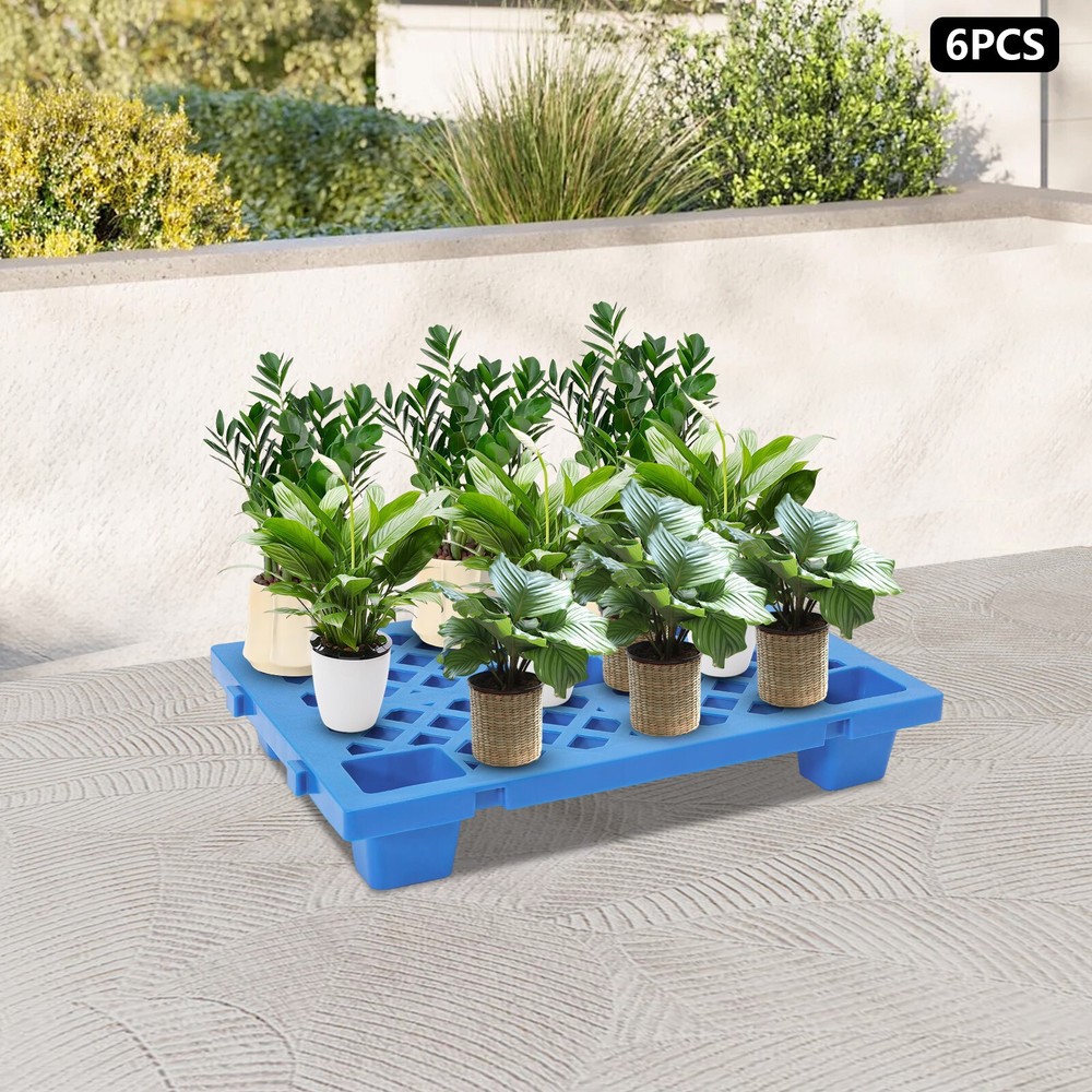 6 Pcs Plastic Pallets Interlocking Storage Pallets For Warehouses, Factories