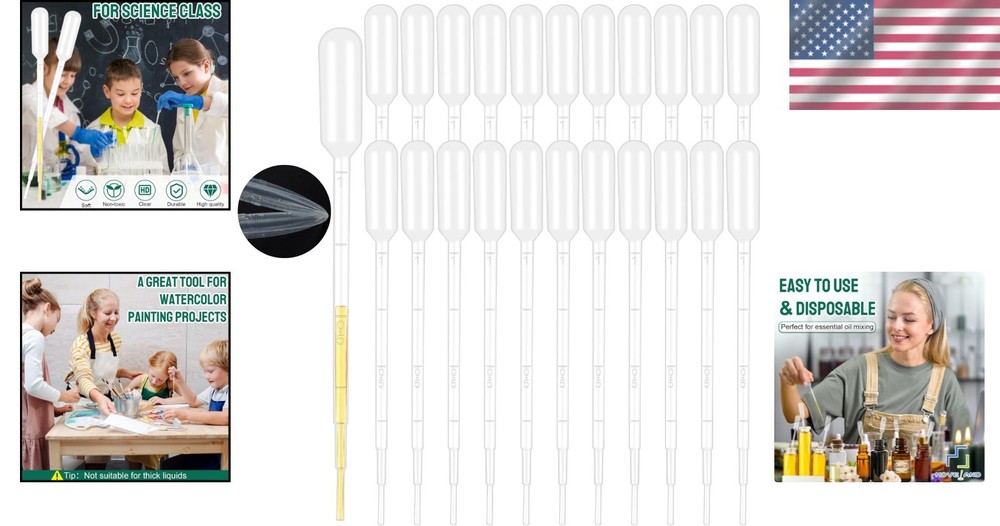 Essential 25pcs 1ML Disposable Pipettes - Perfect for Science & Art Projects