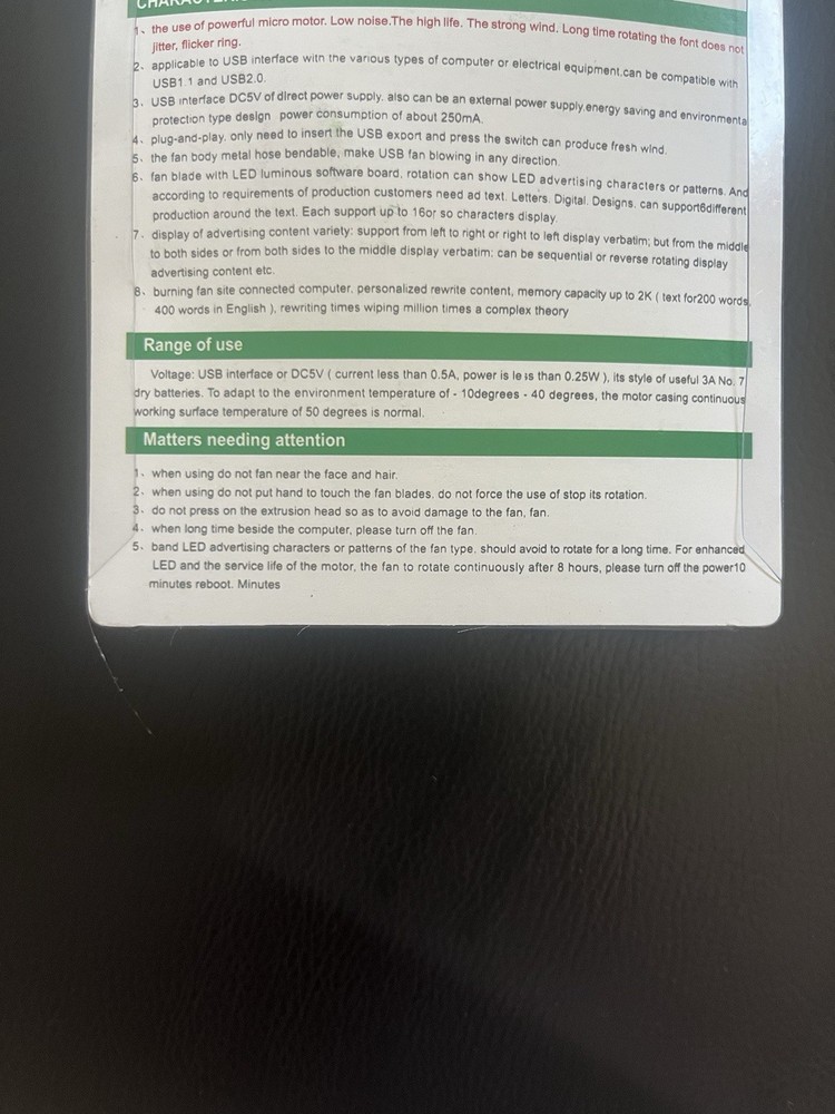 LED Miracle Fan Mini USB Powered Cooling Flashing Real Display Function