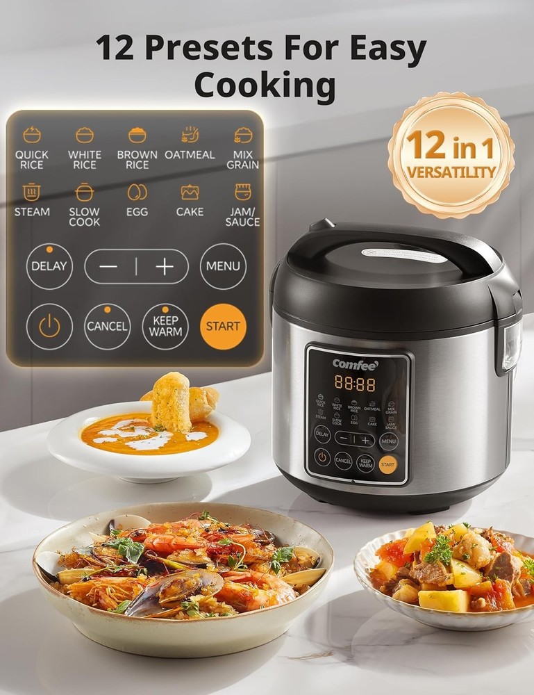 Versatile 4-Cup Rice Cooker with Steamer Basket and Automatic Keep Warm Feature