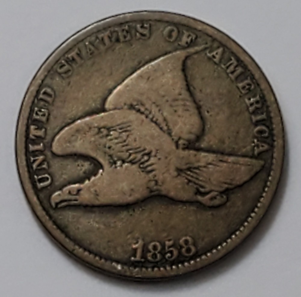 #3 Fine "S/L" Low Mintage 1858 Flying Eagle Cent