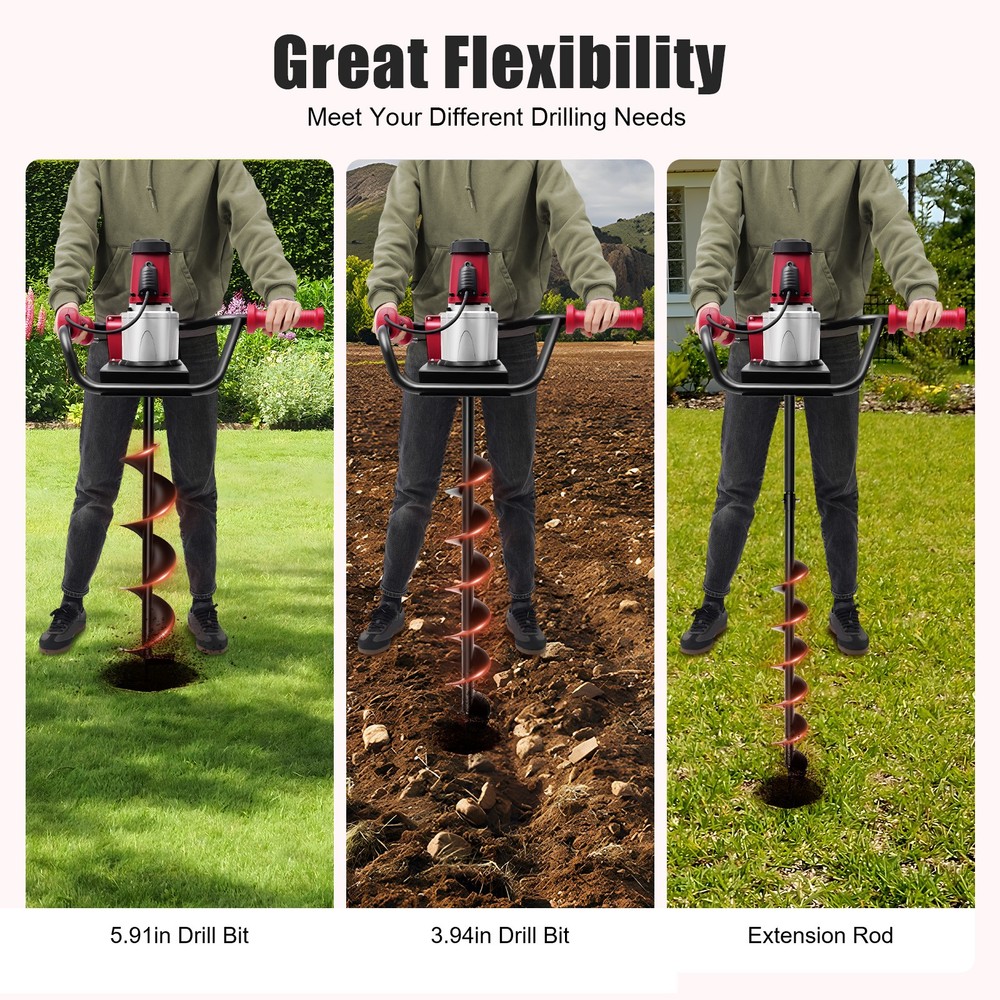 Electric Post Hole Digger Post-Hole Digger Electric Auger Digging Drill 1500W