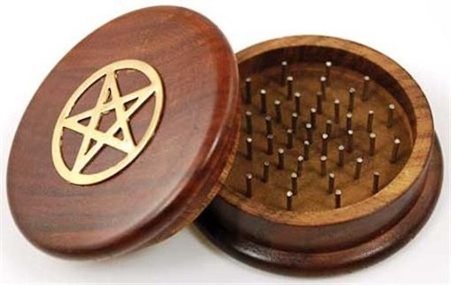 Herb Grinder with Brass Pentagram Inset!
