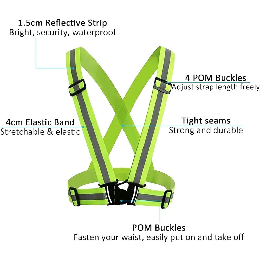 Safety Vest with High Visibility Reflective Belt Stripe Security Adjustable