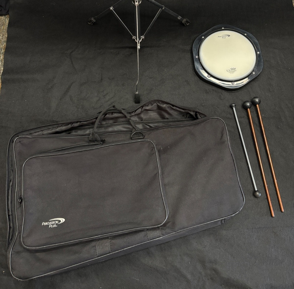 32 NOTE PERCUSSION PLUS XYLOPHONE WITH GIG BAG, STICKS, AND DRUM