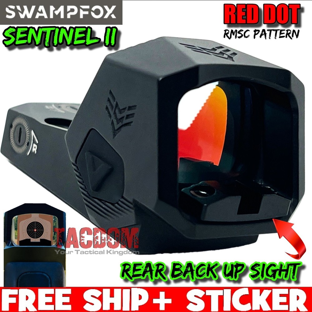 SwampFox SENTINEL II 2 Red Dot RMSc Pattern CUT Optic BACKUP REAR SIGHT AUTHENTC