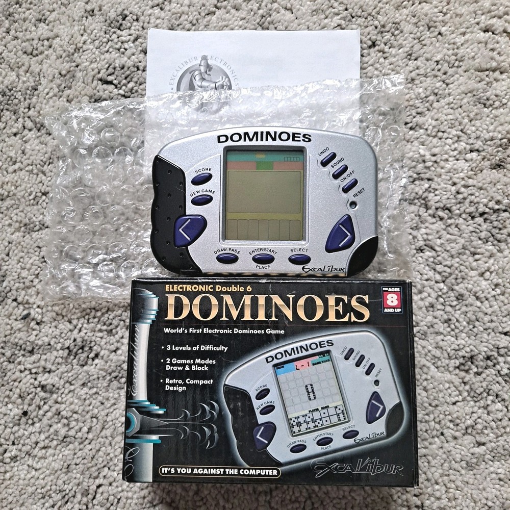Double 6 Dominoes Excalibur Electronics 405 Electronic Handheld Game Open Box