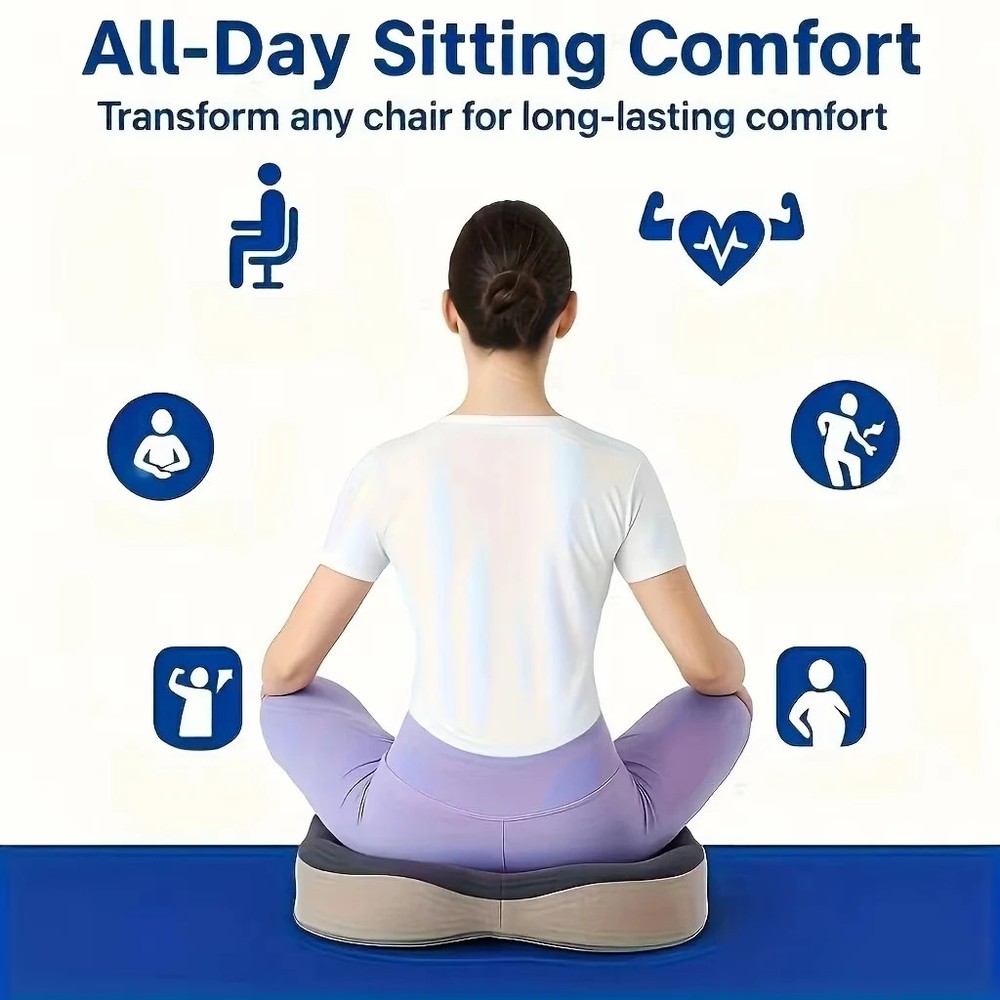 1pc Memory Foam Seat Cushion - 3D Ergonomic Support