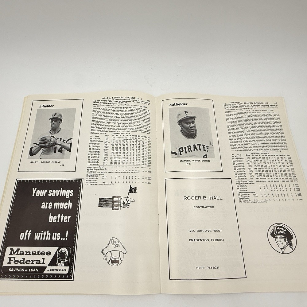 1972 Pirates Dodgers Spring Baseball Scorecard Program Roberto Clemente Stargell
