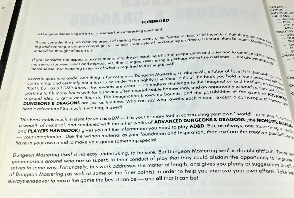 Dungeon Masters Guide Advanced D&D Essential Reference Info Gamemastering 1979