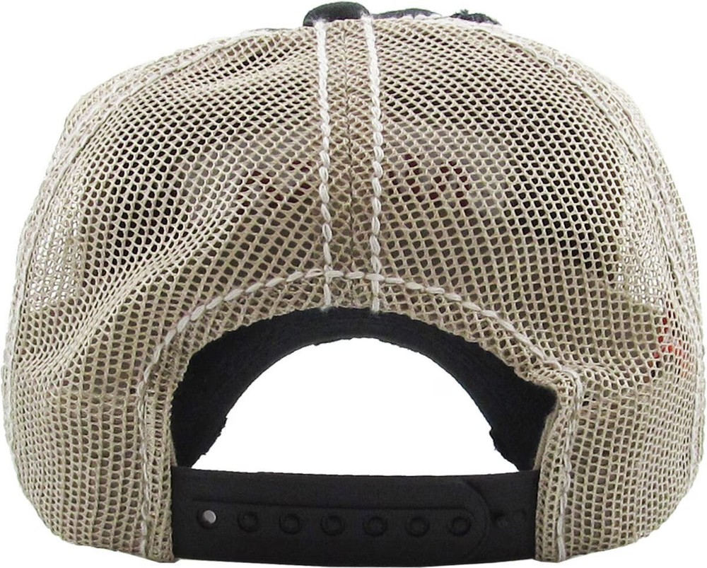NASA Distressed Adjustable Black & Khaki Mesh Back Cap Dad Hat by KB Ethos