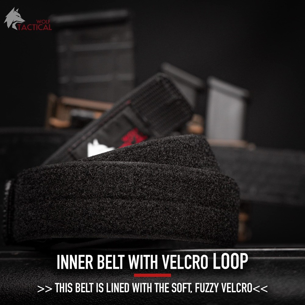 Loop Liner Inner Belt for Duty - 1.5" Hook and Loop EDC for Battle Belt Black