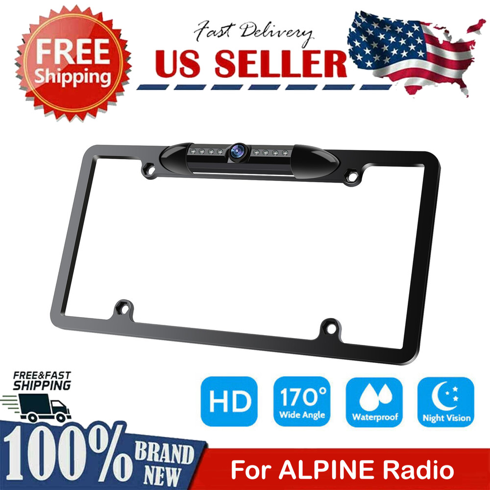 Backup Camera Rearview License Plate Frame for ALPINE ICSX7HD ICS-X7HD