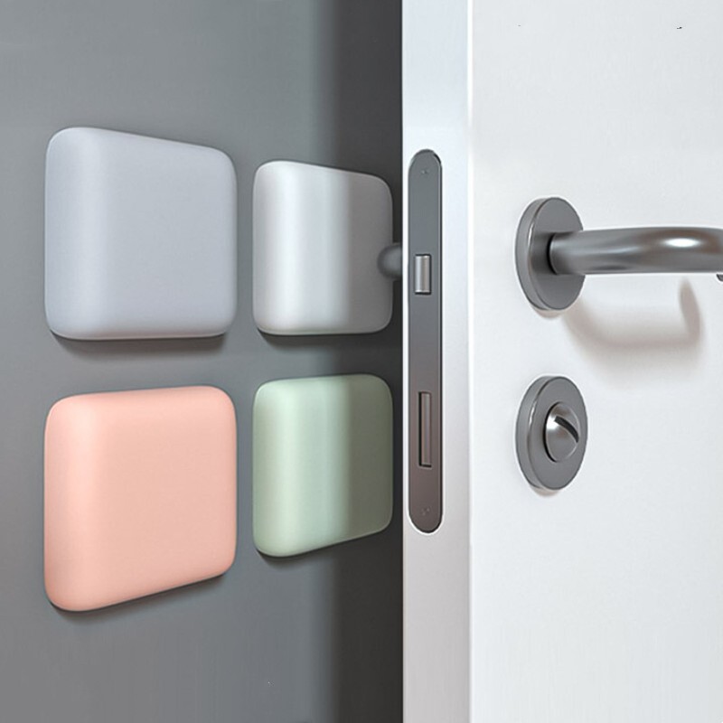 Door Stoppers Wall Protector, 4pcs Square Silicone Door Handle Buffers, White