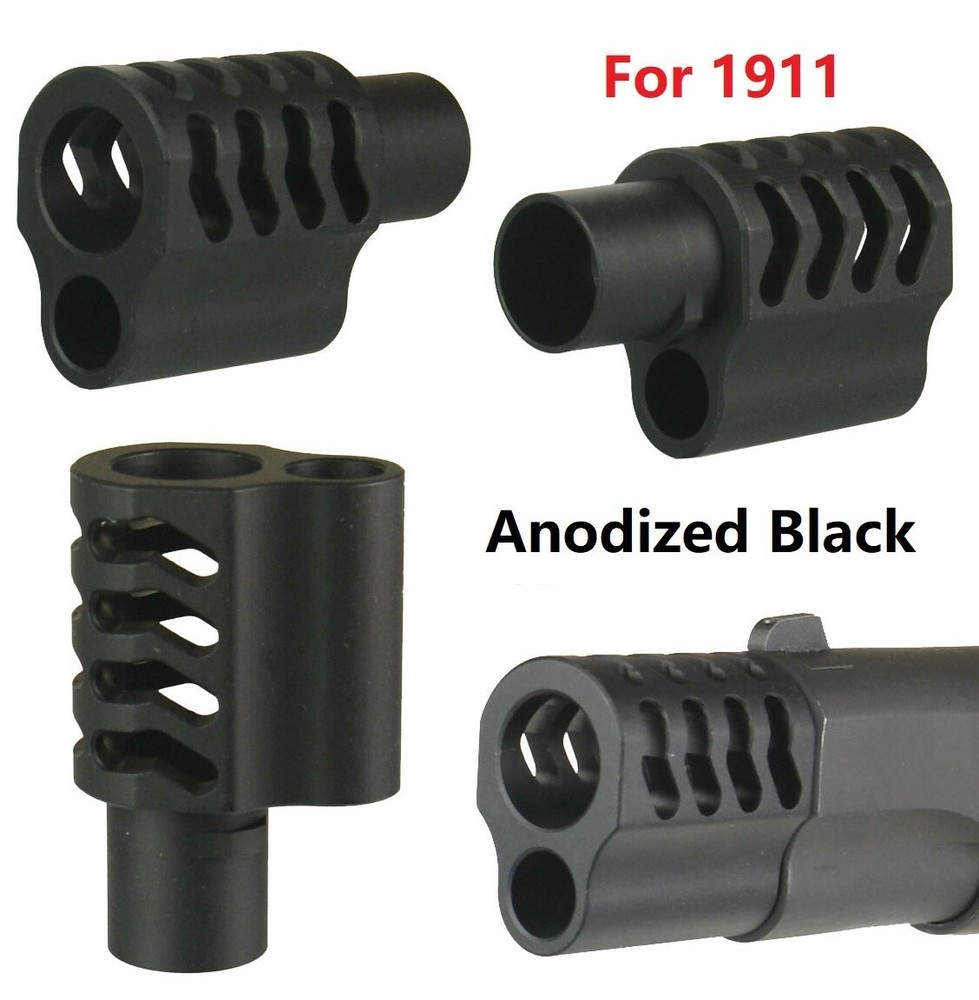 1911 .45 ACP Muzzle Brake Compensator,Chevron Side Port,Anodized Black