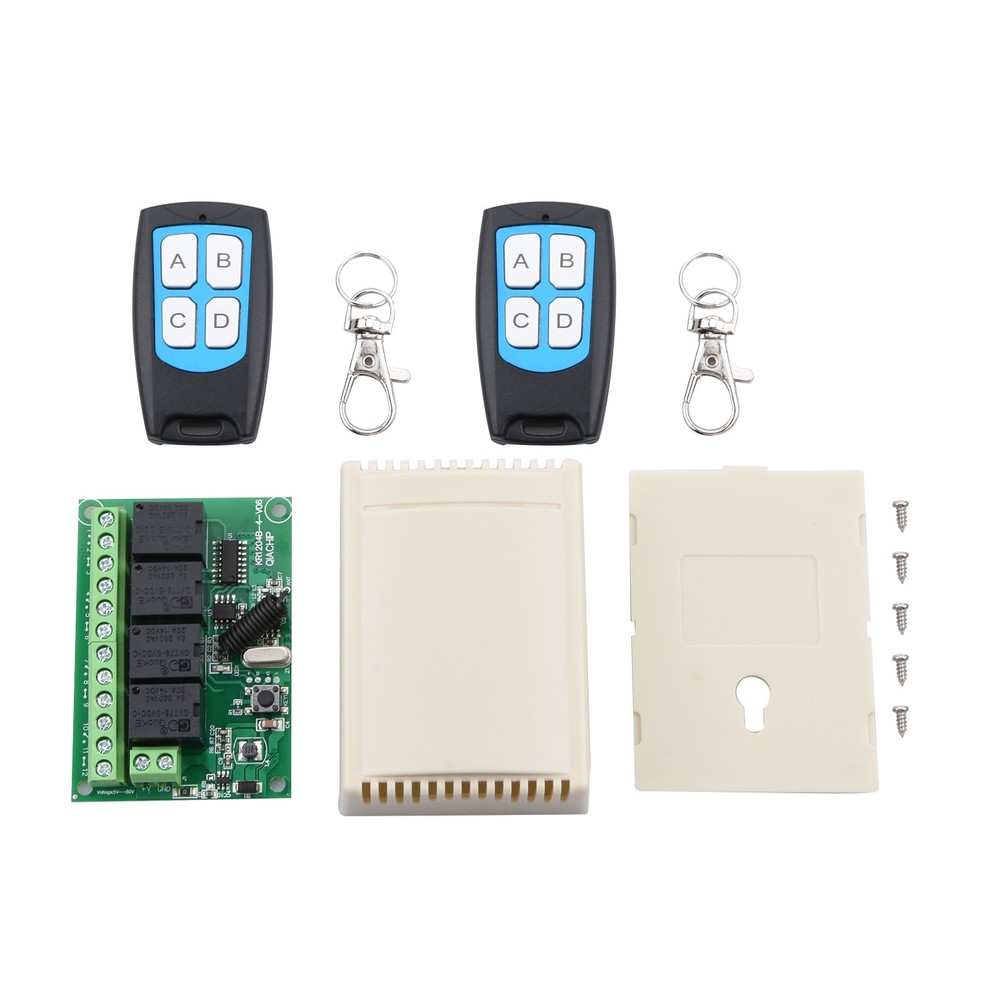 DC 6-30v 4-Channel Wireless RF Remote Control Relay Switch With 2 Receiver