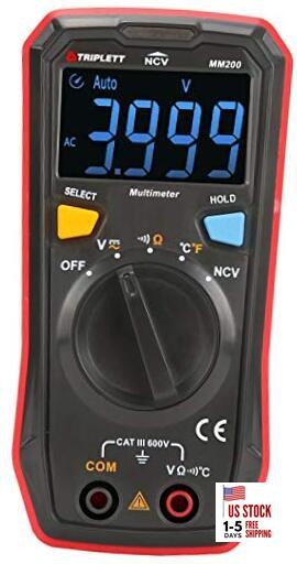 Compact 4000 Count Multimeter - AC/DC Voltage, Resistance, MM200 Standard